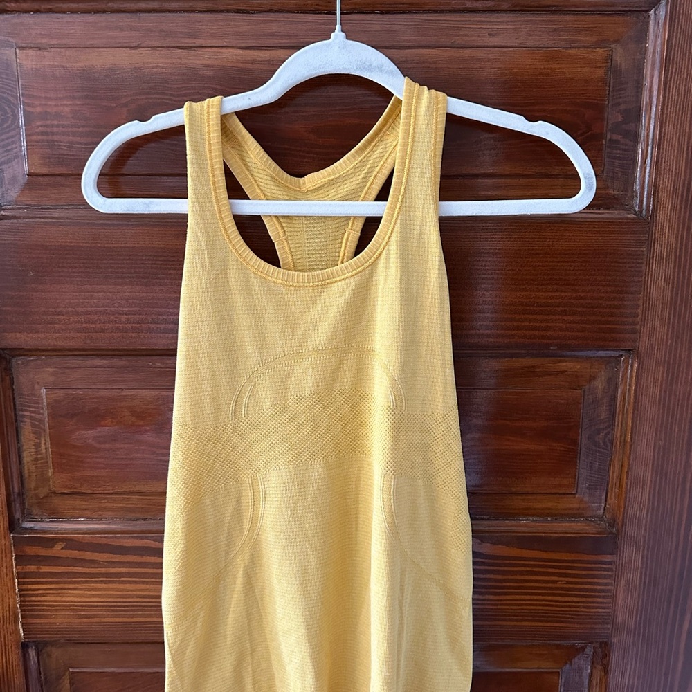 Lululemon Athletica Yellow Cool Racerback Tank Top with Breathable Fabric